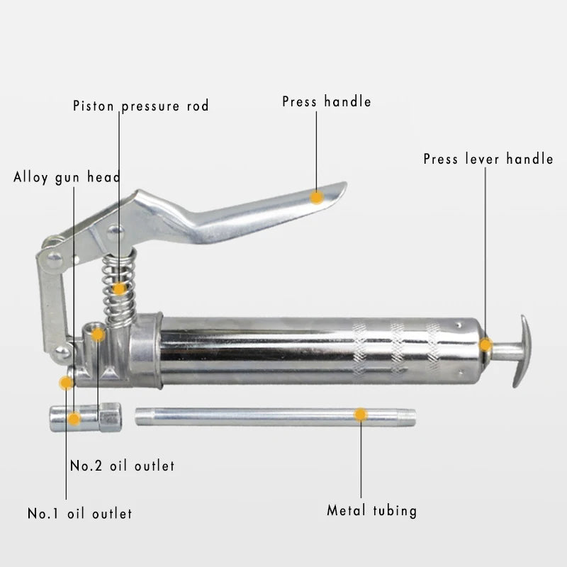 4000 PSI Pistol Grip Mini Grease Gun with 120CC Load, Alloy Barrel Manual Grease Gun Kit Car Oil Pump