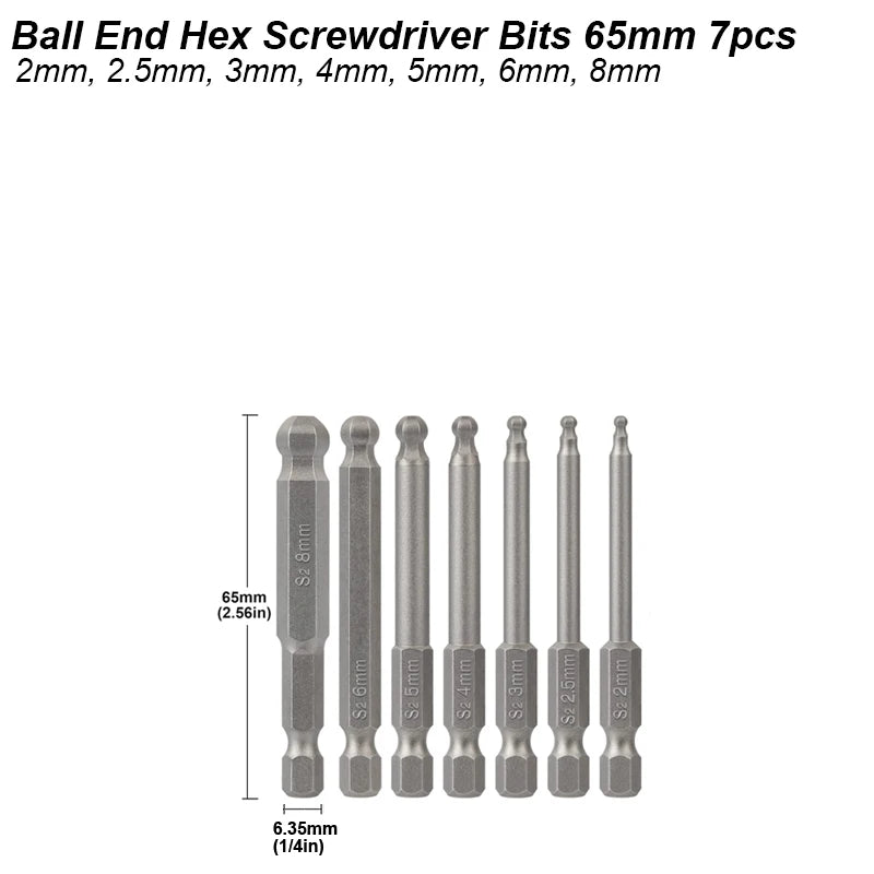 Ball End Hex Screwdriver Bit Set - Magnetic Allen Wrench Bits - image 10