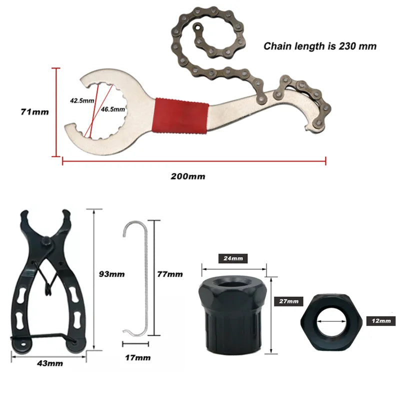Bicycle Repair Tool Kit – Flywheel Remover, Chain Breaker & Bottom Bracket Tool
