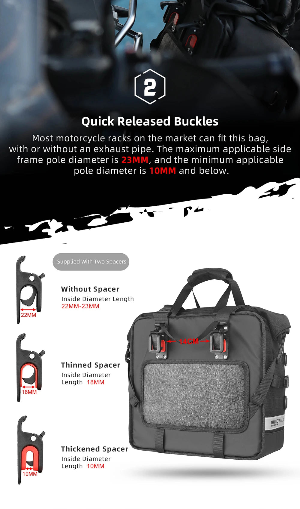 Rhinowalk 25-32L Quick-Release Expandable Tail Bag - image 13