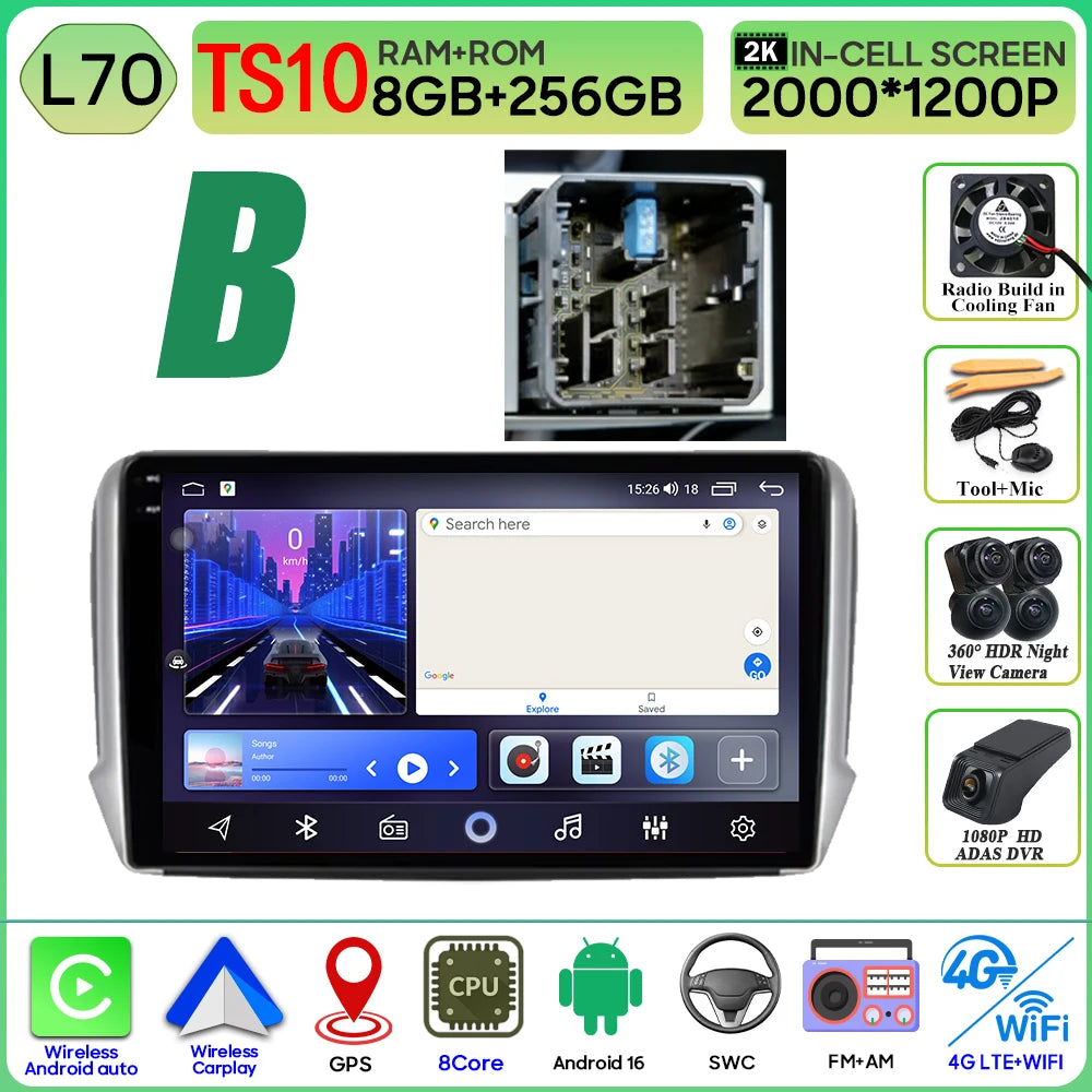Peugeot 2008/208 10" Android 16 GPS Navigation Stereo (2012-2018) - image 12