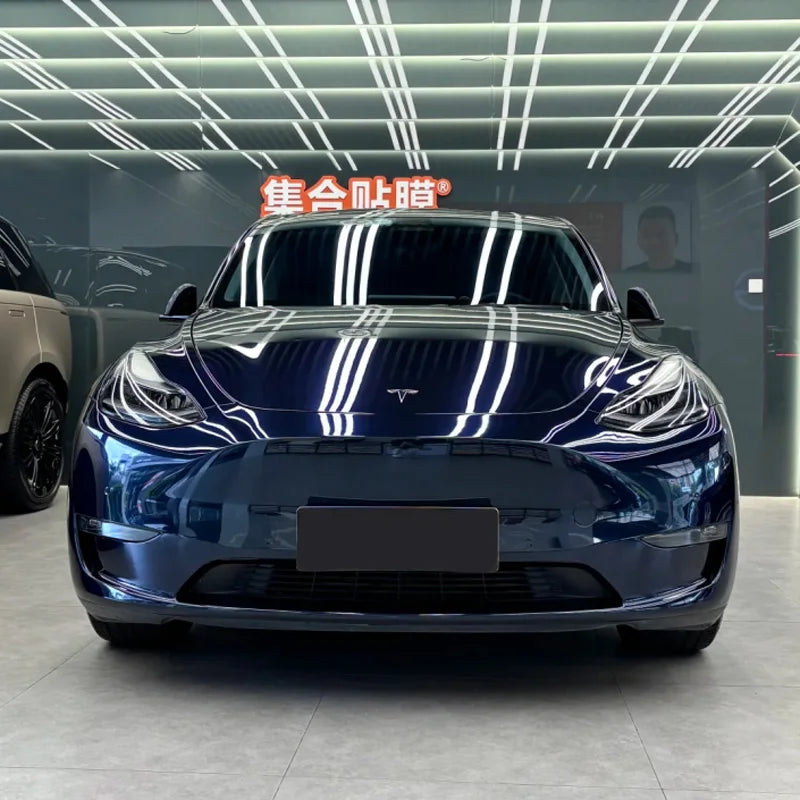 Midnight Blue Metallic Car Vinyl Wrap - Gloss Finish - image 4
