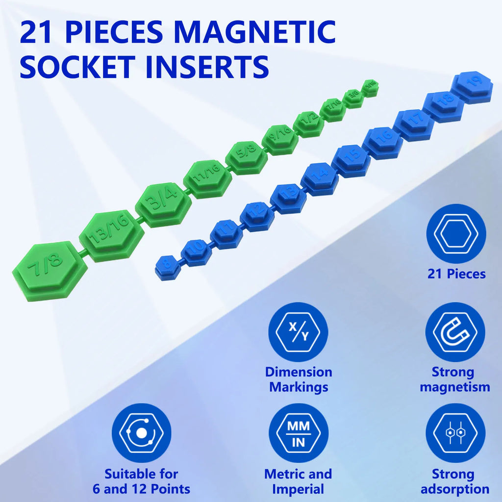 21-Piece Magnetic Socket Insertion Tool Kit – SAE & Metric
