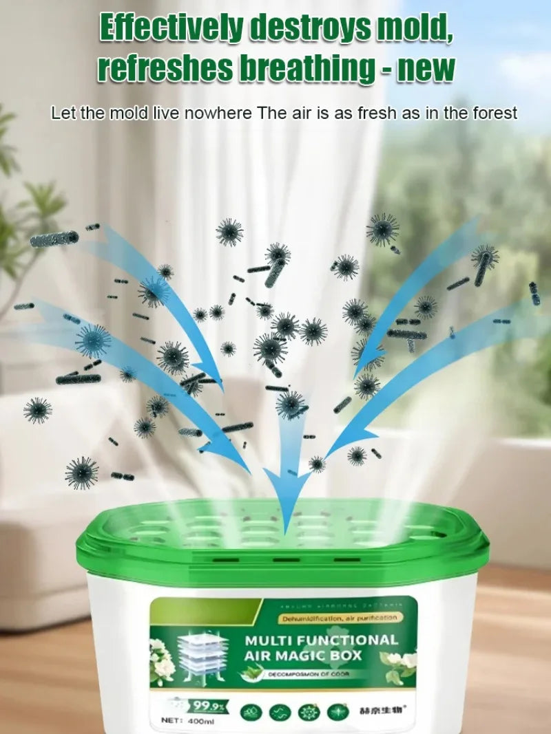 Moisture absorber box with odour control for closet, bathroom and kitchen
