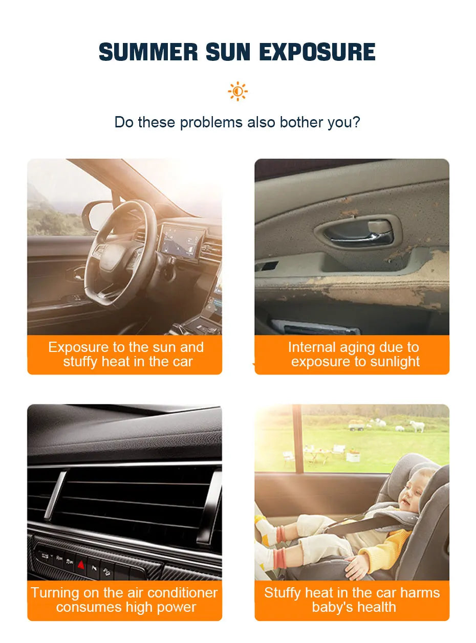 Suction Cup Side Window Sun Shade Curtains, Set of 2