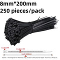 8MM 250pcs Heavy Duty Cable Ties, Black Nylon Zip Tie Straps with Water-Resistant, Non-slip, Break Resistant