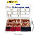 60/100/220pcs Copper Ring Lug Terminal Kit AWG 4 6 8 10 12 With Shrink Tubing