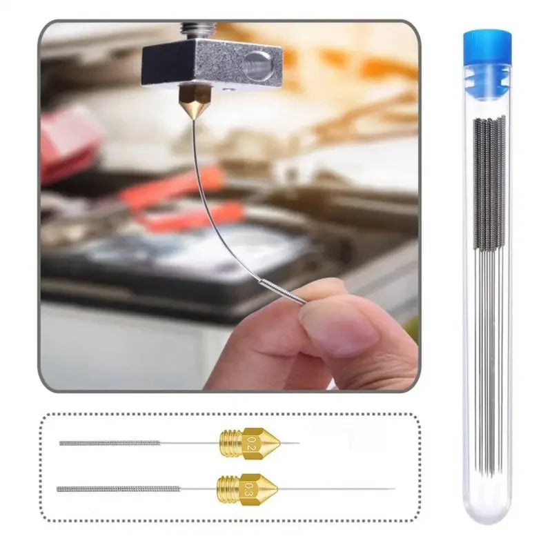 Nozzle Cleaning Needle Kit 0.2-0.4mm Stainless Steel for 3D Printers