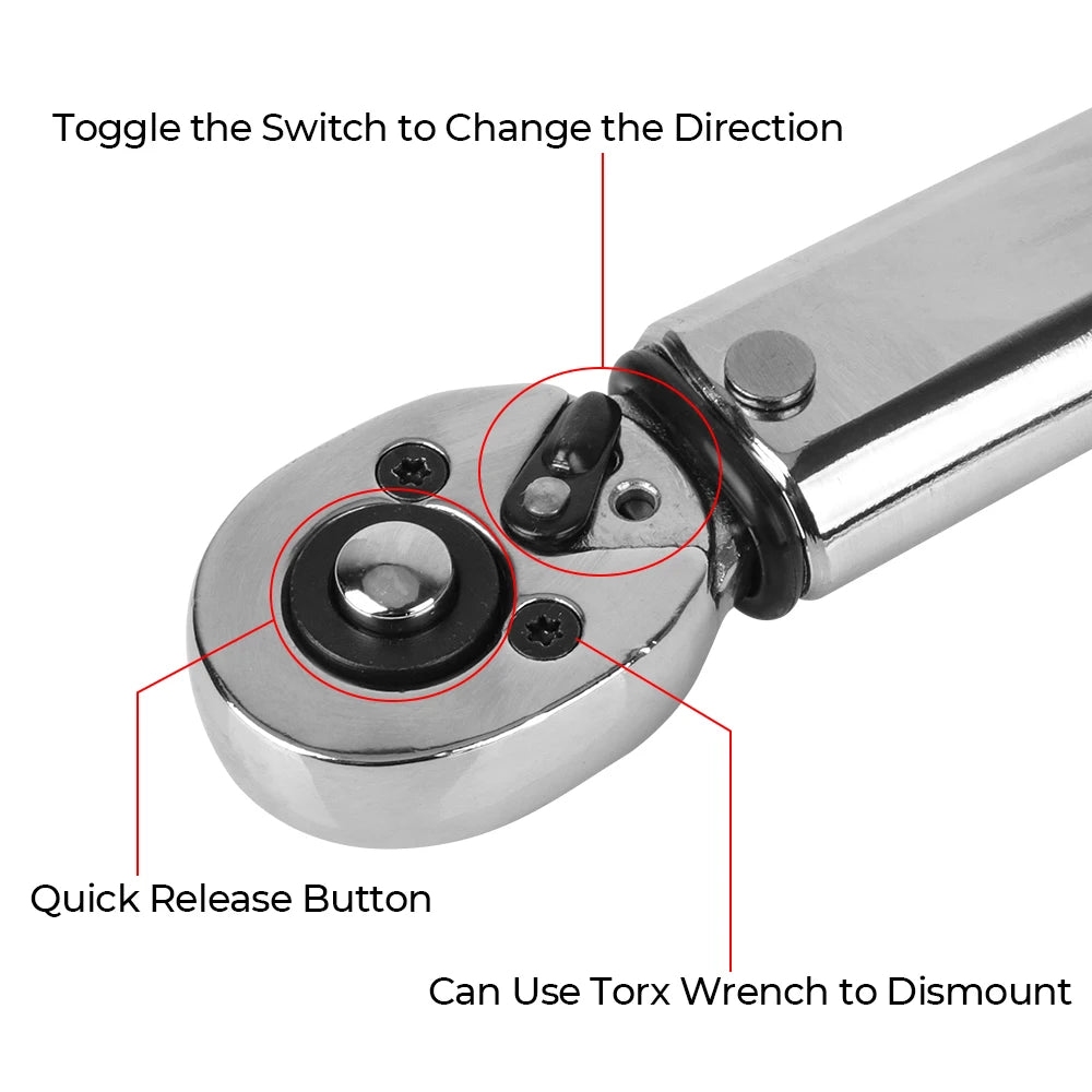 Car Bike Motorbike Disassembly Tool Adjustable Torque Wrench 1/4'' Drive Spanner Hand Tool Professional 5-25N.m Micrometer