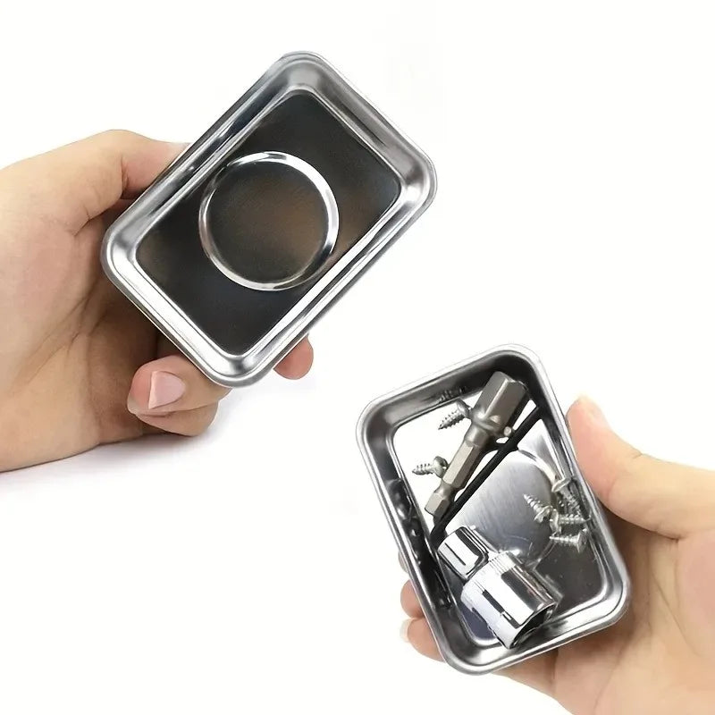 Stainless steel magnetic tray tool parts storage magnetic tool tray parts stand with strong magnets, for screws sockets bolts pi