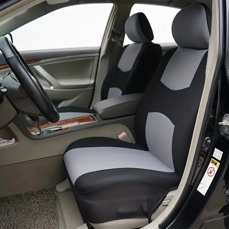 Two-Tone Polyester Car Seat Cover Set for Cars, SUVs and Vans