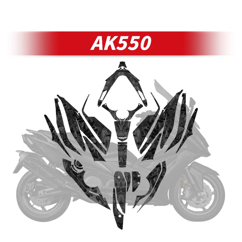 Forged Carbon Look Fairing Sticker Kit for Kymco AK550