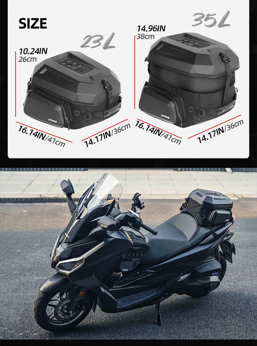 Rhinowalk 23-35L Hardshell Waterproof Motorcycle Tail Box - image 11