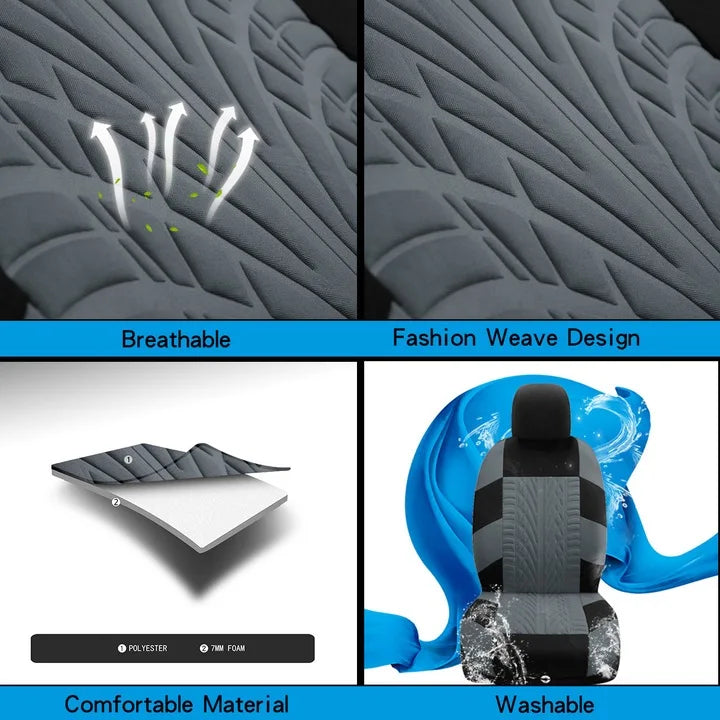 Universal Polyester Car Seat Covers, 4-Piece Front or 9-Piece Full Set