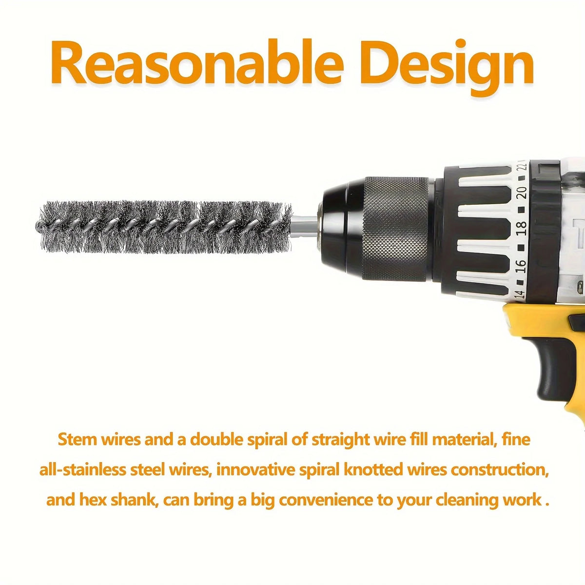 5-Piece Hex Shank Steel Wire Brushes for Drill