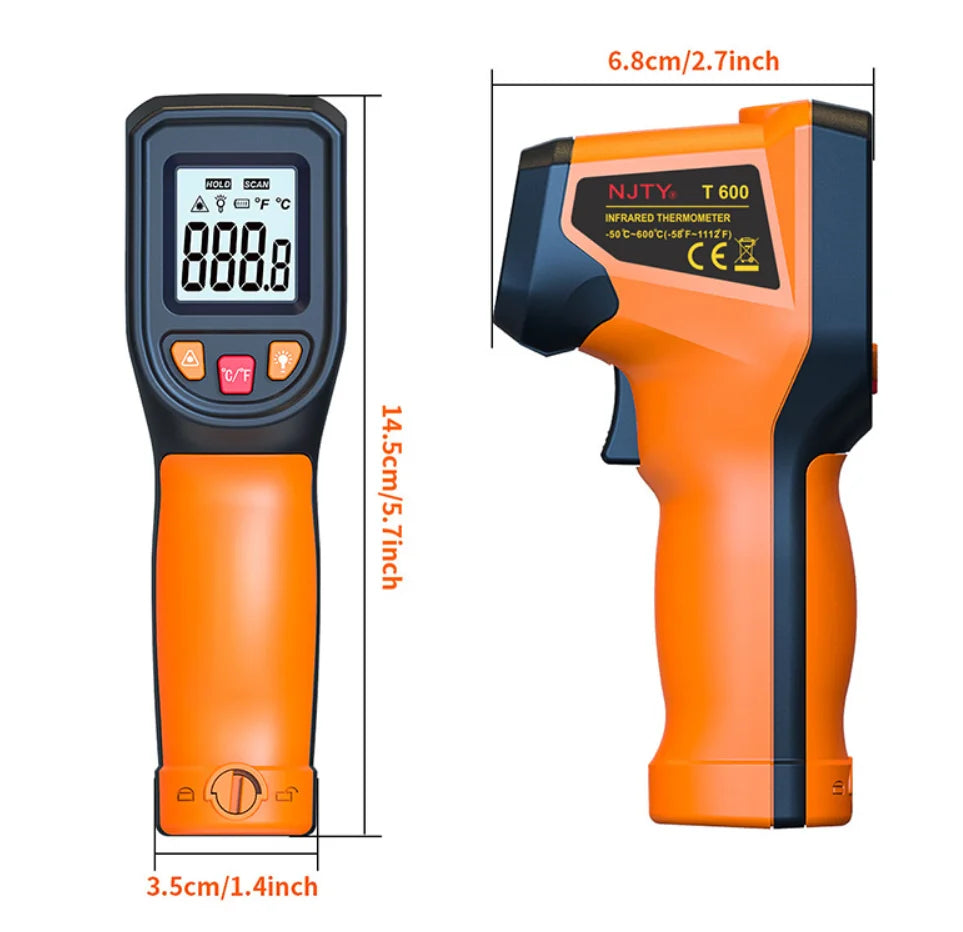 New Infrared Thermometer Handheld Temperature Gun Non-Contact Laser Heat Tester or Industrial Home Automobile Use