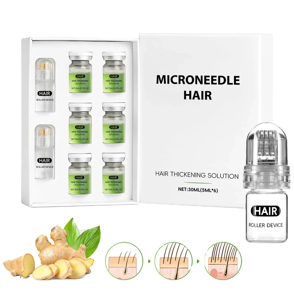 Microneedle Derma Roller with Hair Growth Serum for Thinning Hair