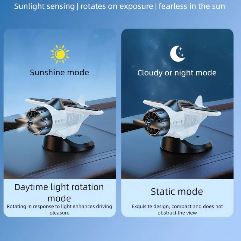 Solar Powered Rotating Airplane Car Ornament - Dashboard Decor - image 6