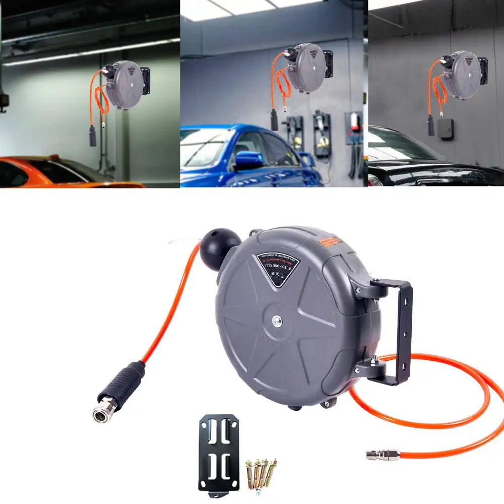 Car Automatic Retractable Hose Reel Heavy Duty 180 Swivel bracket Telescopic air drum reel for Garden Hose Reel Accessories