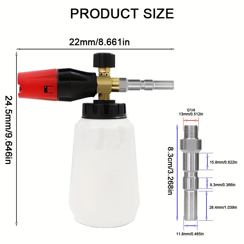 3800PSI Foam Cannon for Nilfisk KEW, G1/4 Thread Connect Adjustable Snow Foam Sprayer for Car Detailing & Commercial Cleaning