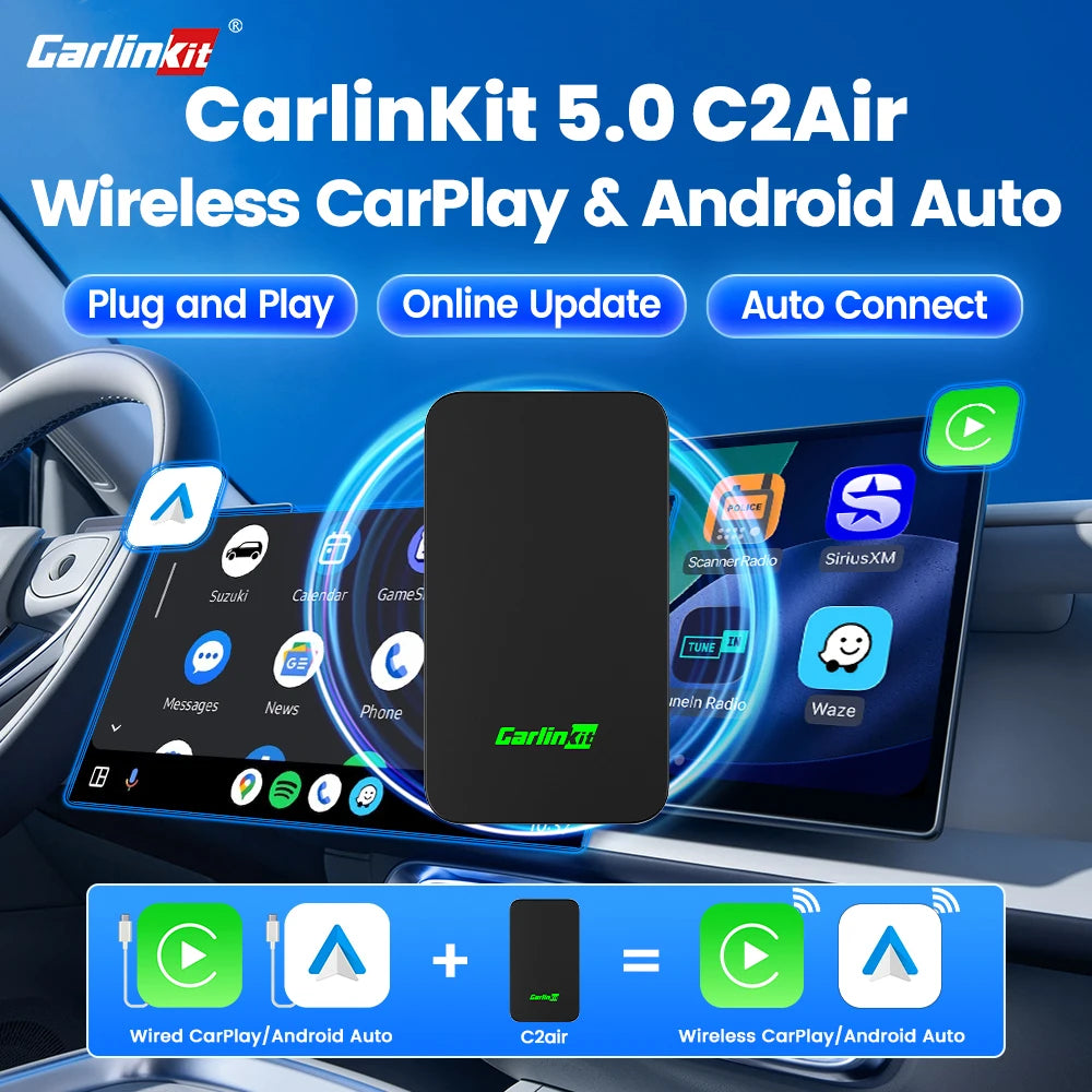 Wireless CarPlay & Android Auto Adapter – CarlinKit C2Air 5.0
