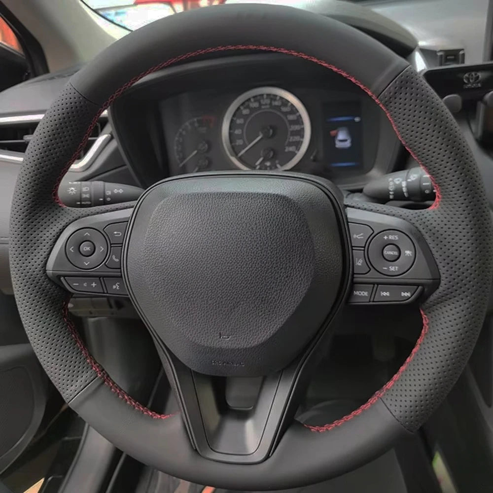 Toyota Steering Wheel Cover - Microfiber Leather, 38cm, Slip-Resistant