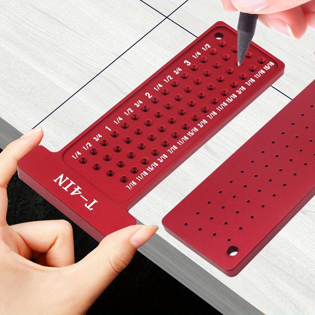 Aluminum Woodworking Scribe T-Square Ruler, Metric Inch Marking Gauge - image 7