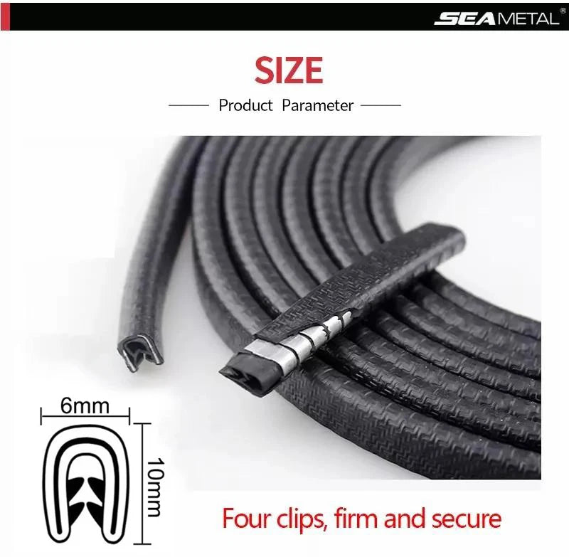 Car door edge seal strip, U-shape anti-scratch guard trim in 2m, 5m and 10m