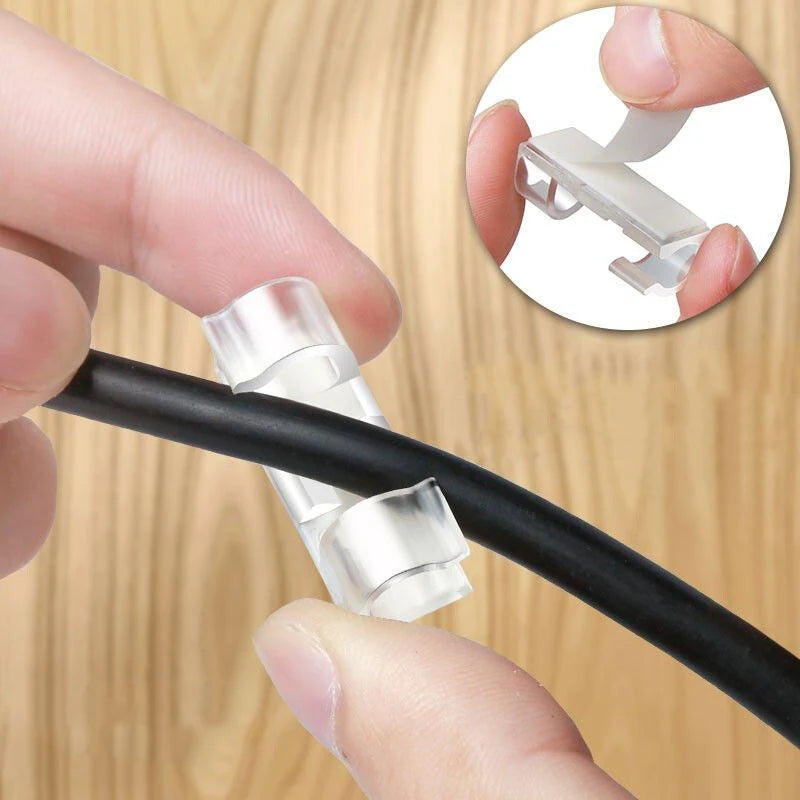 Transparent Cable Organizer Clips, 20/100 Pack