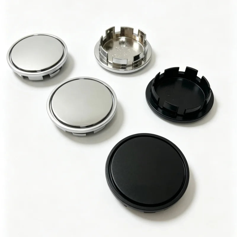 65mm Wheel Center Caps 4-Pack – Black & Silver Hub Caps - image 2