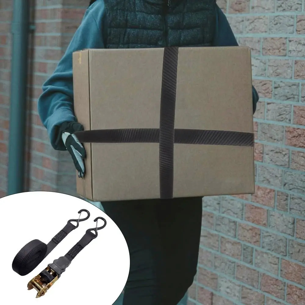 Black Polyester Ratchet Tie Down Straps 25mm Wide Rust-Proof Lashing Straps