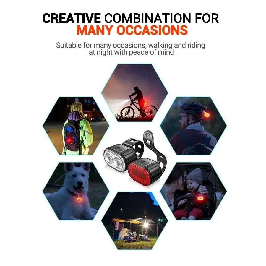 Rechargeable Bike Lighting Front/Rear Lights Bicycle Lamp Led Cycling Light Bike Flashlight for Bicycle Front Taillight Lantern
