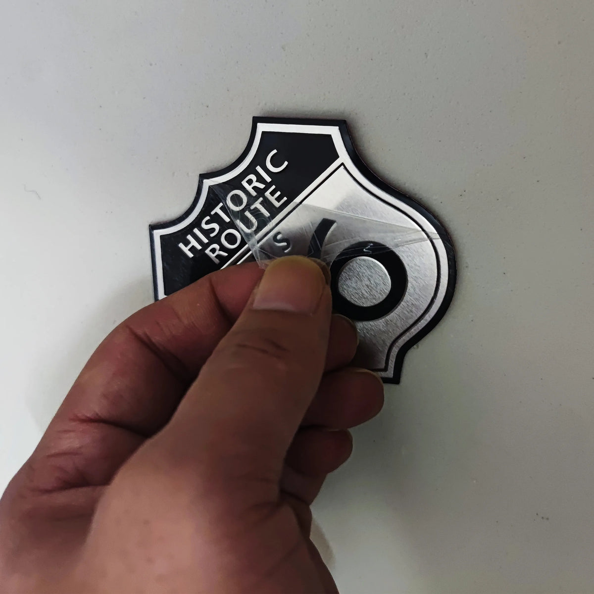 Aluminum Retro Route 66 Sticker for Car Trunk, Fender and Motorcycle