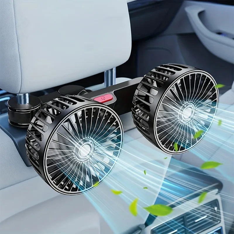 Double-Head USB Car Fan for Dashboard and Console
