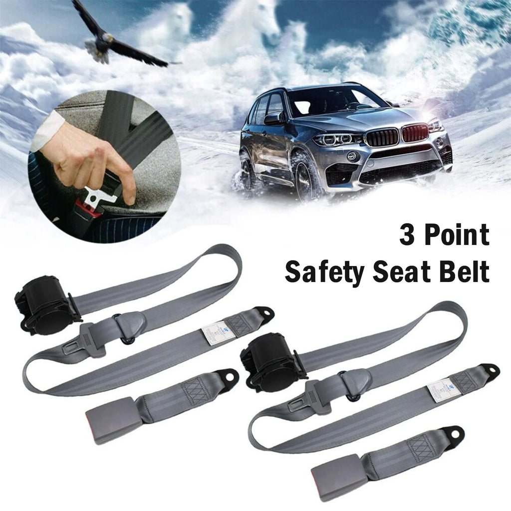 Retractable 3-Point Seat Belt Kit for Sedan, Truck & Van (Grey) - image 4