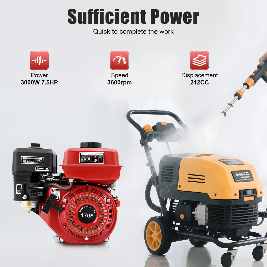 212cc 7.5HP 4-Stroke Gas Engine with Recoil Start for Pumps and Karts
