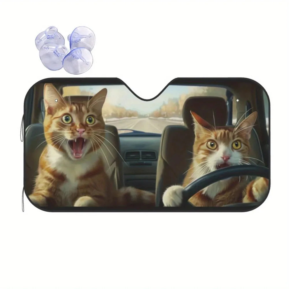 Foldable Windshield Sun Shade with Fun Animal Prints, 55 x 30 in