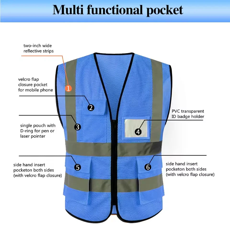Summer Mesh Safety Vest Hi Vis Construction Workwear for Men Woman Breathable Volunteer Uniform Custom LOGO Vest