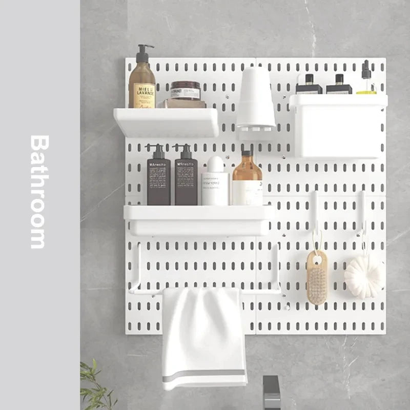 No-Punch Pegboard Accessories – Hanging Shelf & Hooks
