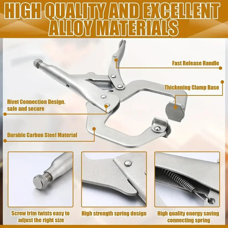 1/2 Pcs 6in Heavy-Duty Locking C-Clamp Pliers, Adjustable Welding Clamp