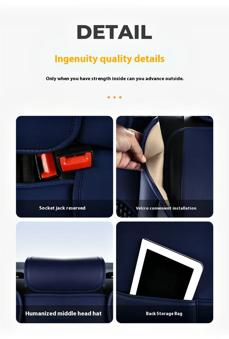 5-Seat Synthetic Leather Car Seat Cover Set with Lumbar Support