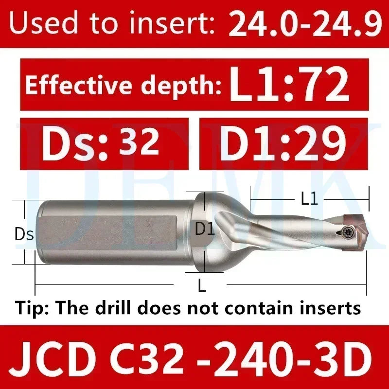 Indexable U Drill with Internal Cooling, 3D-10D, 10-25mm Diameter