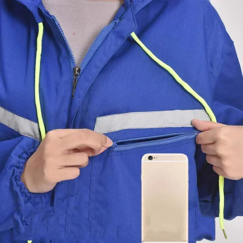 Working Hooded Coveralls Overalls Dust-proof Paint Spray Clothing Hood Protective Safety Reflective Work Clothes