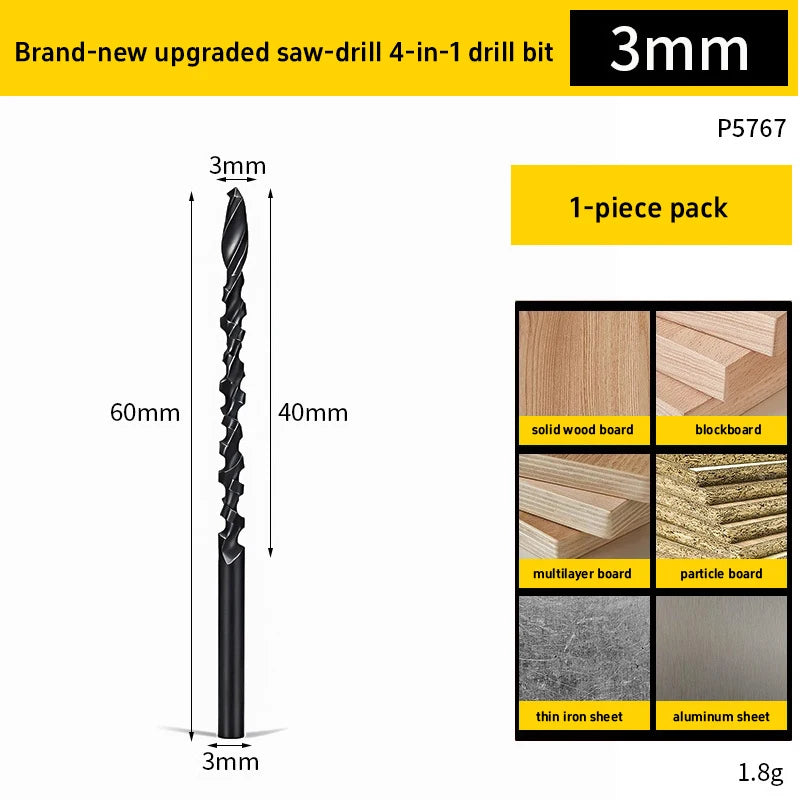 HSS Universal 4 in 1 Drill Bit for Drilling Shaping Reaming Cutting Wood PVC Metal