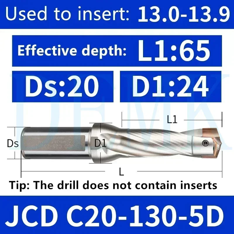 Indexable U Drill with Internal Cooling, 3D-10D, 10-25mm Diameter