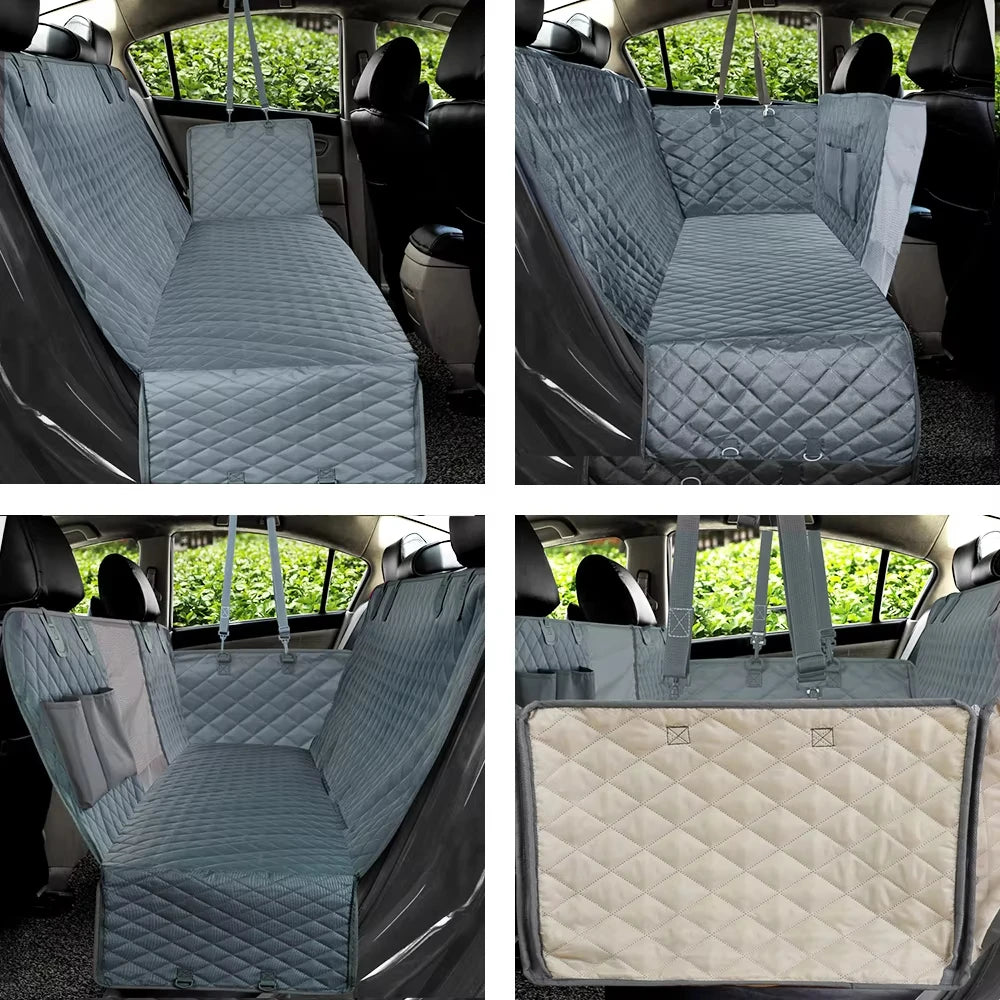 Dog Car Seat Cover with Storage Bag, Heavy Duty Scratch-Resistant Pet Dog Back Seat Cover Hammock for Cars, SUVs