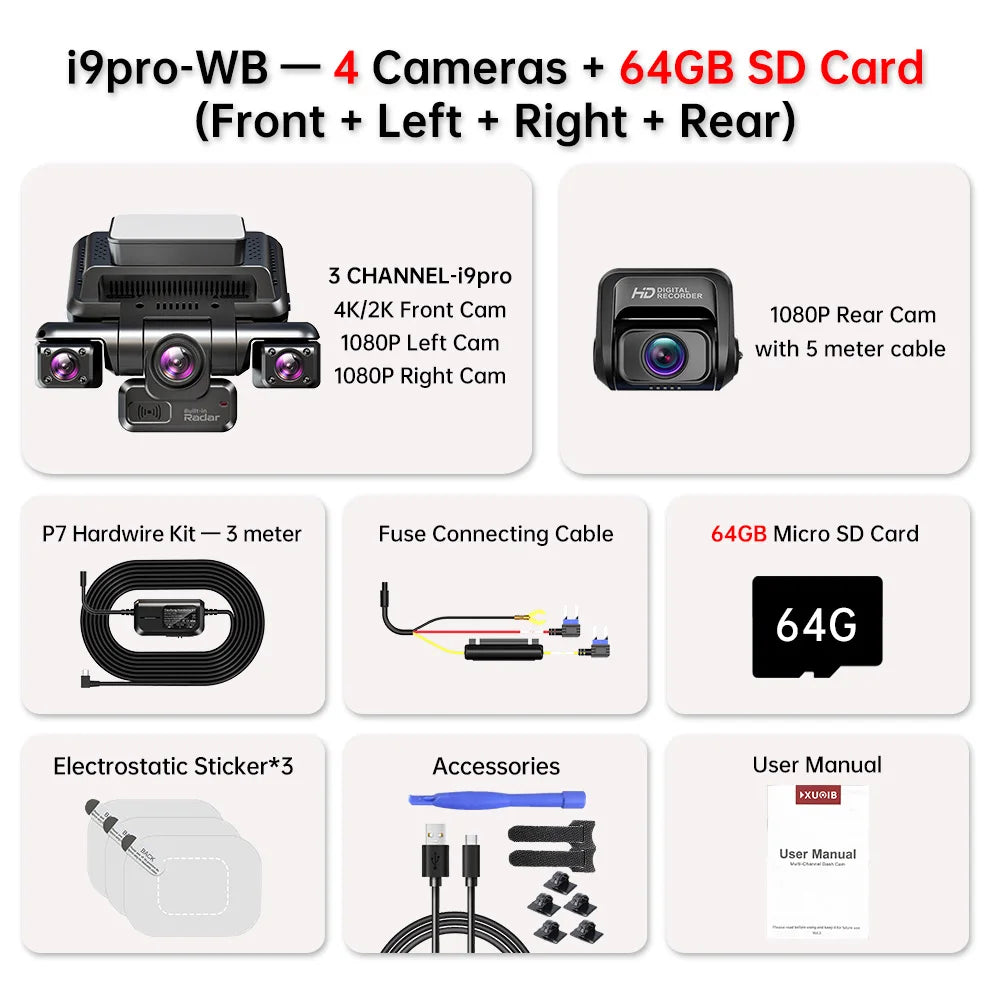 XUOIB 4CH 4K GPS Dash Cam with WiFi & Night Vision - image 9