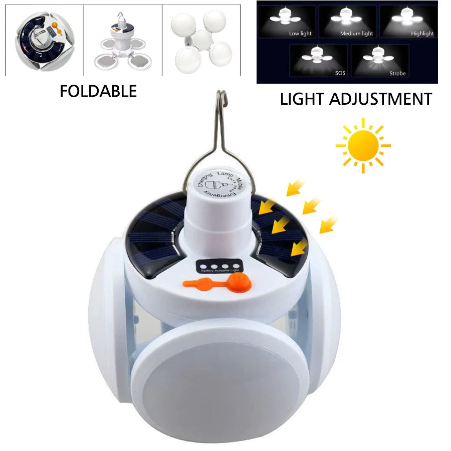 Rechargeable LED Camping Lantern with Folding Floodlight, 3 Modes
