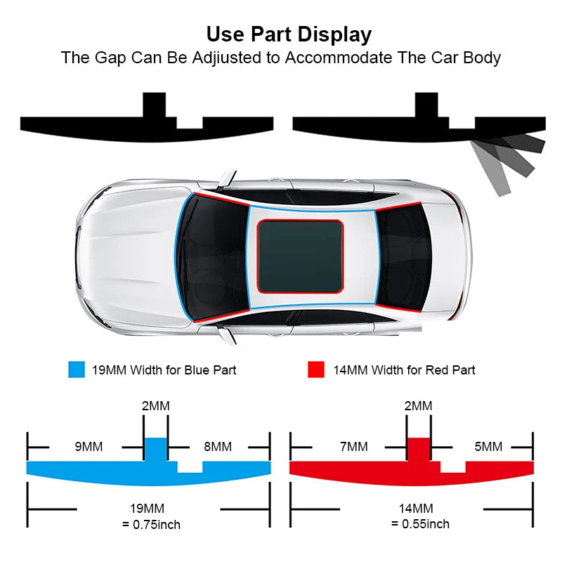 Car windshield sealing strip 2m, T-type rubber seal against leaks and wind noise