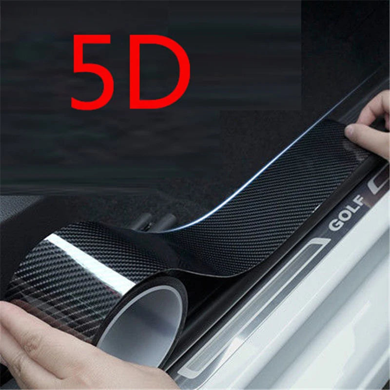 5D Carbon Fiber Door Sill Protector Strip, Scratchproof Tape